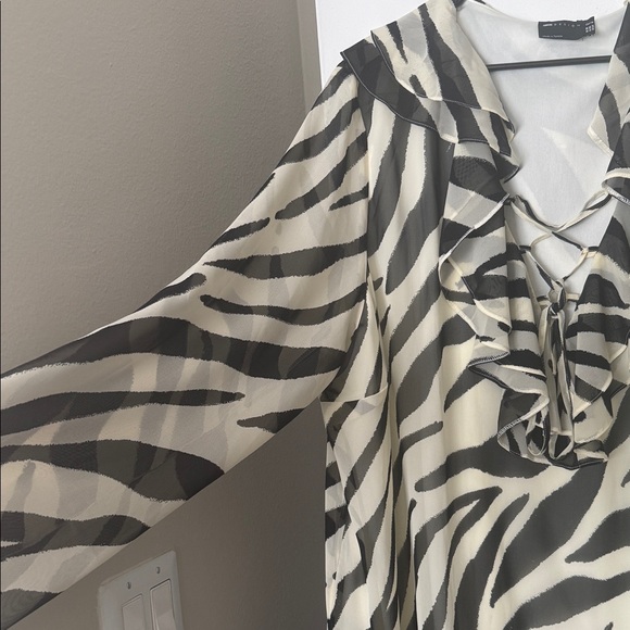 ASOS Curve Zebra Print Midi Dress in Black and White - Picture 3 of 7